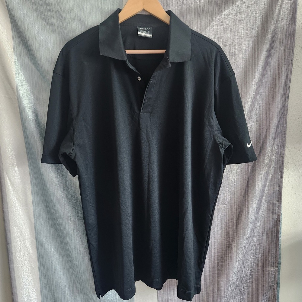 Nike Golf Mens‎ Dri-FIT Short Sleeve Polo Shirt Black 203690-010 XL